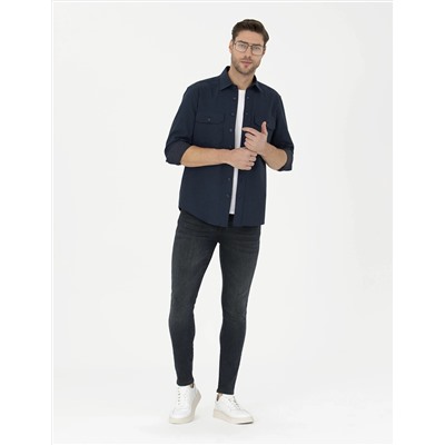 Lacivert Regular Fit Uzun Kollu Gömlek