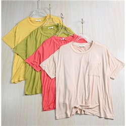 Мягкая хлопковая футболка Tencel с карманом и коротким рукавом