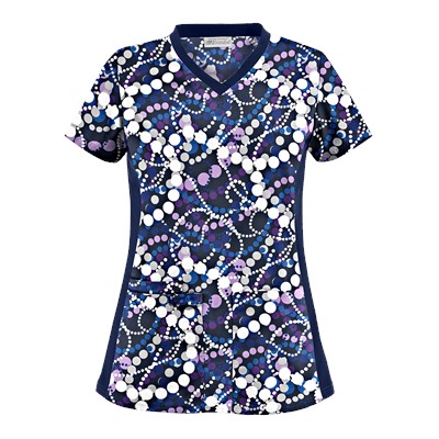UA Mardi Gras Navy Print Scrub Top