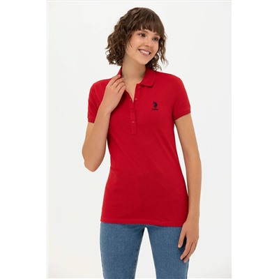 Kadın Kırmızı Basic Polo Yaka Tişört