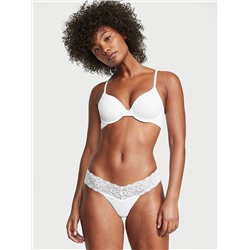Lace-Waist Cotton Thong Panty