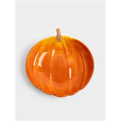 Блюдо, 23 см, керамика, оранжевое, Тыква, Bright pumpkin