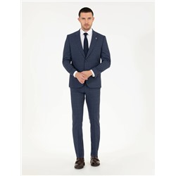 Ekose İndigo Slim Fit Takım Elbise