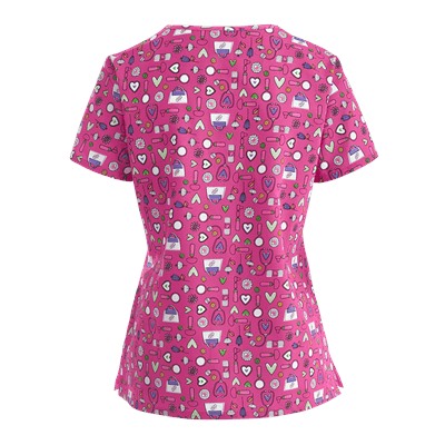 Cherokee Tooniforms Scrubs Tender Loving Care Print Top