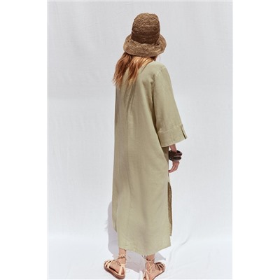 LINEN BLEND SHIRT DRESS