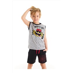 Denokids Örümcek Erkek Çocuk Kolsuz Gri T-shirt Siyah Şort Takım CFF-22Y2-043