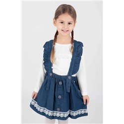 AHENGİM Kids Kız Çocuk Dantelli Kot Slopet 1-2-10001101