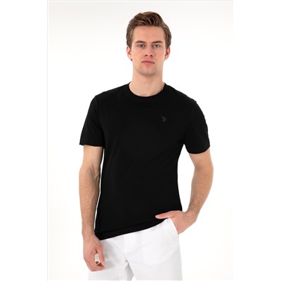 Erkek Regular Fit Bisiklet Yaka Siyah Basic Tişört