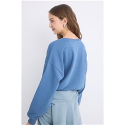 Sudadera felpa algodón azul