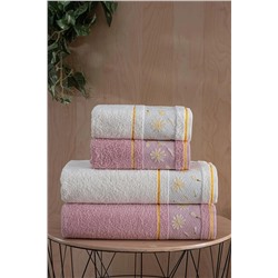 Mürdüm Home Daisy Nakışlı Banyo Havlu Seti 4'lü %100 Pamuk HS-DAİSY
