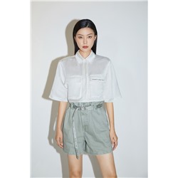 Camisa corta de lino Blanco