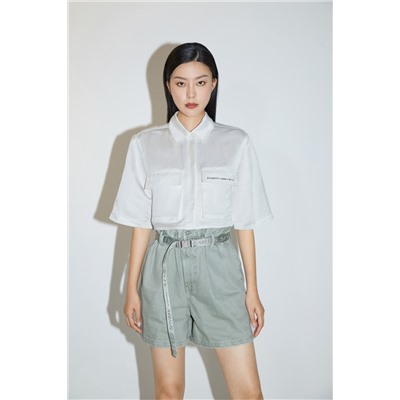 Camisa corta de lino Blanco