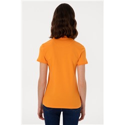 Kadın Turuncu Basic Polo Yaka Tişört