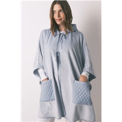 Poncho corto polar relieve azul