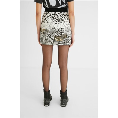 Falda corta cremallera tropical