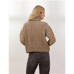 Balıkçı Yaka Vizon Crop Top Kazak
