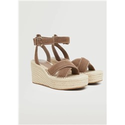 Sandalia cuña piel -  Mujer | MANGO OUTLET Melilla