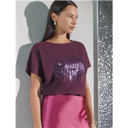 Нарядная футболка с принтом пайетками