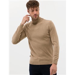 Camel Melanj Slim Fit Yarım Balıkçı Basic Triko Kazak