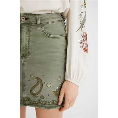 Falda corta vaquera paisley