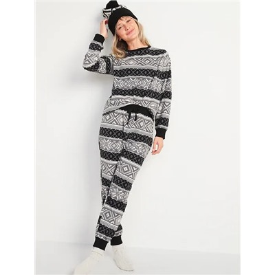 Patterned Micro Performance Fleece Pajama Set for Women