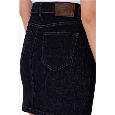Kadın Koyu Mavi Mini Boy Jean Etek
