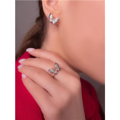 Серьги из золочёного серебра с фианитами 925 пробы п2-440-2з208