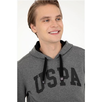 Erkek Antrasit Melanj Kapüşonlu Basic Sweatshirt