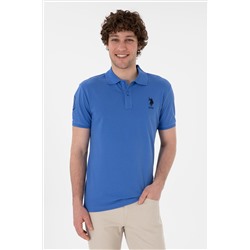 Erkek Slim Fit Polo Yaka İndigo Basic Tişört