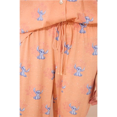 Pijama camisero Lilo & Stitch algodón naranja