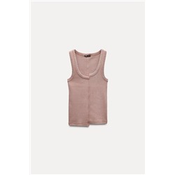 FADED-EFFECT RIB T-SHIRT