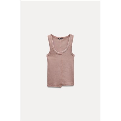 FADED-EFFECT RIB T-SHIRT