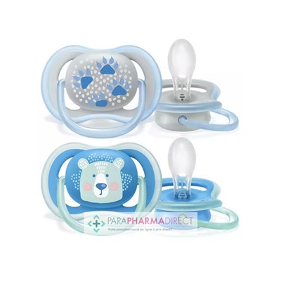 Avent Sucettes Ultra Air 6-18 mois Pattes & Ours x2