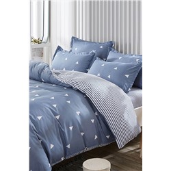 Ev & Ev Home Çift Kişilik Kolay Ütülenir Nevresim Takımı Üçgen K.BulutMavi Ep-017039