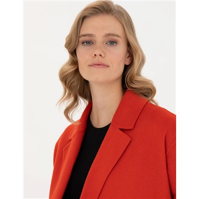 Kırmızı Comfort Fit Kaşe Kaban