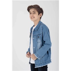 AHENGİM Kids Erkek Çocuk Ceket Erkek Çocuk Kot Ceket Arma Detaylı Ak888946 1-2-10000942