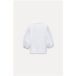 CONTRAST PUFF SLEEVE T-SHIRT