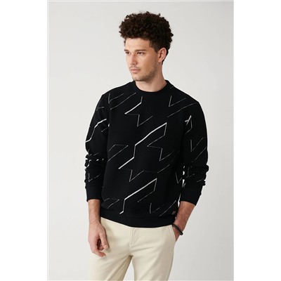 Avva Erkek Siyah Bisiklet Yaka Ottomon Kumaş Jakarlı Standart Fit Normal Kesim Sweatshirt A32y1375 A32Y1375