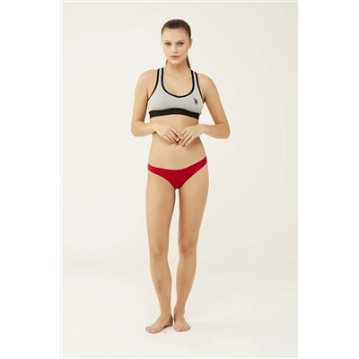U.S. Polo Assn.Kadın Siyah Beyaz Ten Kırmızı Somon 5 'li Brazilian Slip