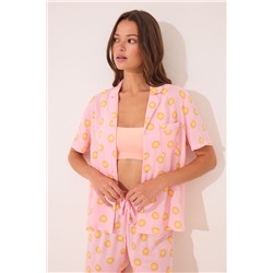 Pijama camisero Capri viscosa rosa soles