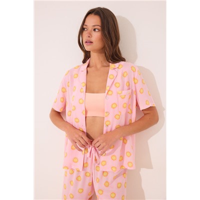 Pijama camisero Capri viscosa rosa soles