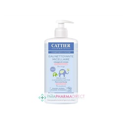 Cattier Bébé Eau Nettoyante Micellaire Hypoallergénique sans Rinçage Visage & Corps BIO 500ml