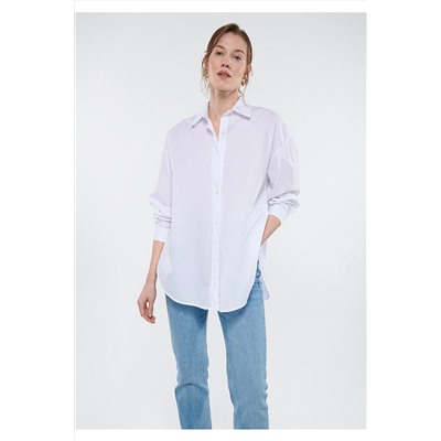 Mavi Beyaz Gömlek Oversize / Geniş Kesim 1210103-620