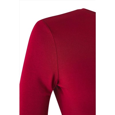 Bordo Premium Yumuşak Kumaşlı Viskon Bisiklet Yaka Crop Esnek Örme Bluz TBBAW25AF00027