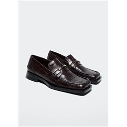 Mocasín piel punta cuadrada -  Mujer | MANGO OUTLET Melilla