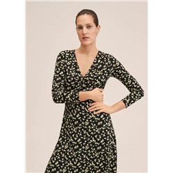 Vestido fruncido estampado -  Mujer | MANGO OUTLET España