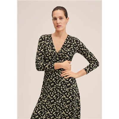 Vestido fruncido estampado -  Mujer | MANGO OUTLET España