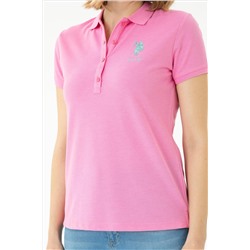 Kadın Pembe Basic Polo Yaka Tişört