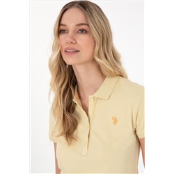 Kadın Açık Haki Basic Polo Yaka Tişört