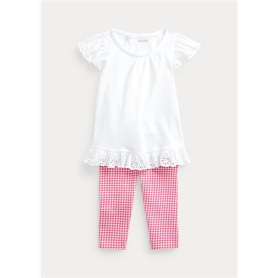 Baby Girl Eyelet Top & Gingham Legging